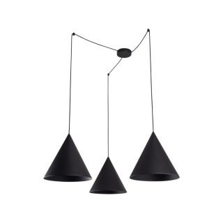 Suspension Cono 3 lumières – noir – en métal – style moderne et loft