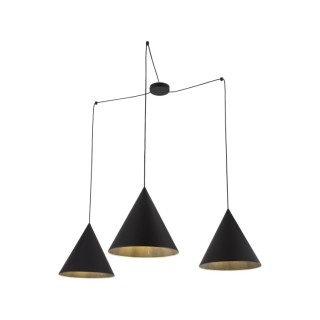 Suspension Cono 3 lumières – noir – en métal – style moderne et loft