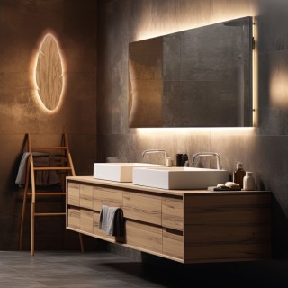 Applique murale Hoja 4 lumières – noix & noir – en métal et bois – style moderne