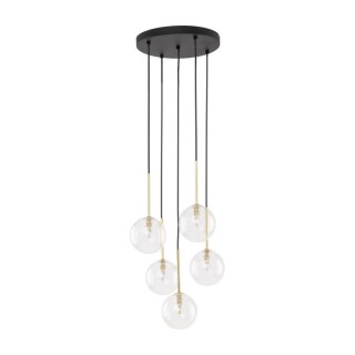 Suspension Nilos 5 lumières – doré & noir – en métal – style moderne et chic