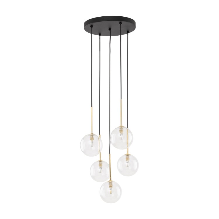 Suspension Nilos 5 lumières – doré & noir – en métal – style moderne et chic