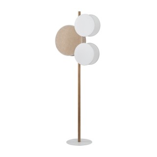 Lampadaire Pulse 3 lumières – blanc & pin – en métal et bois – style moderne