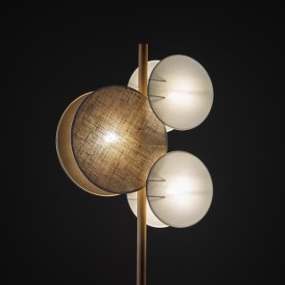Lampadaire Pulse 3 lumières – blanc & pin – en métal et bois – style moderne