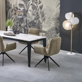 Lampadaire Pulse 3 lumières – blanc & pin – en métal et bois – style moderne