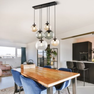 Suspension Esme 6 lumières – noir – en métal – style moderne et chic