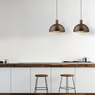 Suspension Oslo 1 lumière – brun & pin – en métal et bois – style moderne et loft