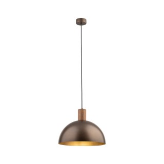 Suspension Oslo 1 lumière – brun & pin – en métal et bois – style moderne et loft