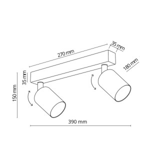 Plafonnier Top 2 lumières – brun – en métal – style moderne et loft