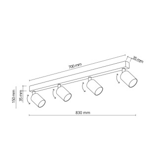 Plafonnier Top 4 lumières – brun – en métal – style moderne et loft