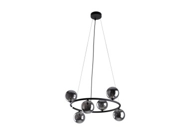 Suspension Anabelle 6 lumières – noir – en métal – style moderne et loft