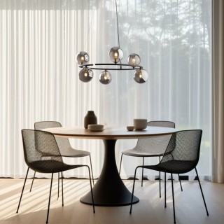 Suspension Anabelle 6 lumières – noir – en métal – style moderne et loft