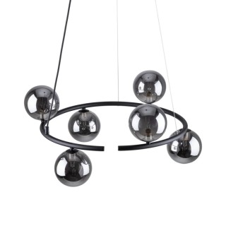 Suspension Anabelle 6 lumières – noir – en métal – style moderne et loft