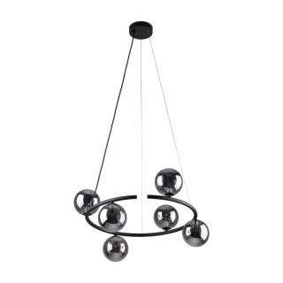 Suspension Anabelle 6 lumières – noir – en métal – style moderne et loft