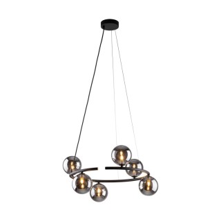 Suspension Anabelle 6 lumières – noir – en métal – style moderne et loft
