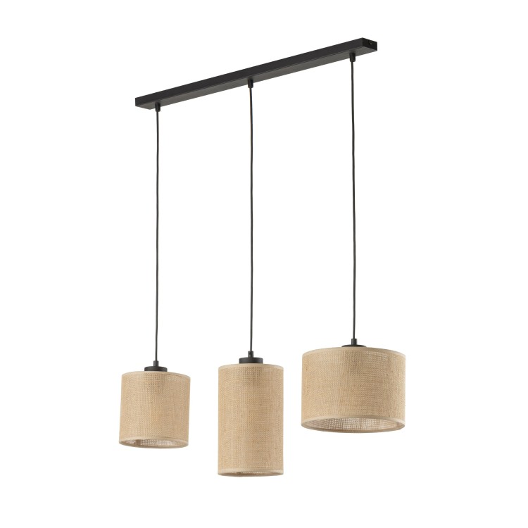 Suspension Juta 3 lumières – noir – en plastique – style scandinave