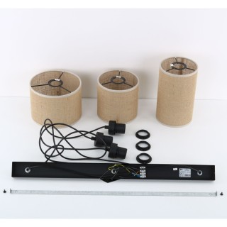 Suspension Juta 3 lumières – noir – en plastique – style scandinave