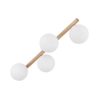 Plafonnier Estera 4 lumières – blanc & pin – en métal et bois – style moderne