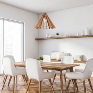 Suspension Eris 1 lumière – noir – en métal et bois – style moderne