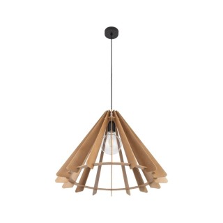Suspension Eris 1 lumière – noir – en métal et bois – style moderne