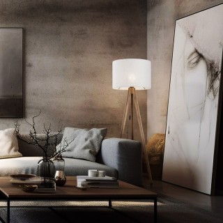 Lampadaire Grand – noix – en métal et bois – style moderne