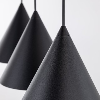 Suspension Cono 3 lumières – noir – en métal – style moderne et loft