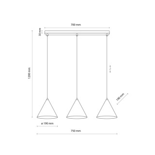 Suspension Cono 3 lumières – noir – en métal – style moderne et loft