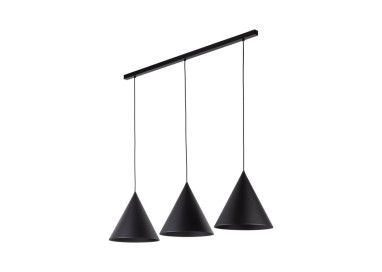 Suspension Cono 3 lumières – noir – en métal – style moderne et loft