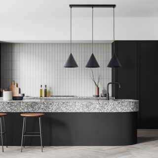 Suspension Cono 3 lumières – noir – en métal – style moderne et loft