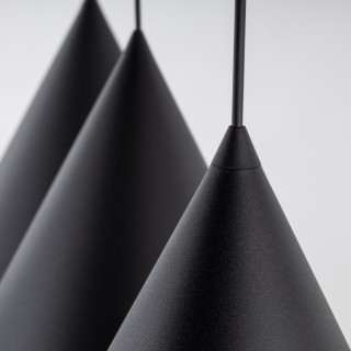 Suspension Cono 3 lumières – noir – en métal – style moderne et loft