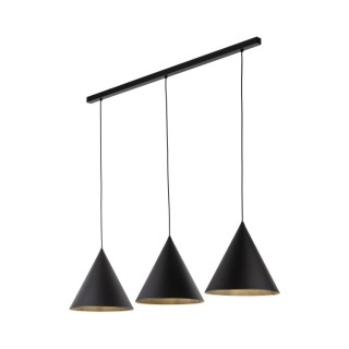 Suspension Cono 3 lumières – noir – en métal – style moderne et loft