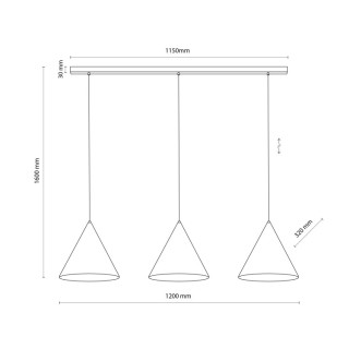 Suspension Cono 3 lumières – noir – en métal – style moderne et loft