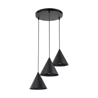 Suspension Cono 3 lumières – noir – en métal – style moderne et loft