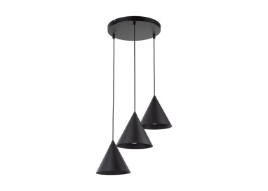 Suspension Cono 3 lumières – noir – en métal – style moderne et loft