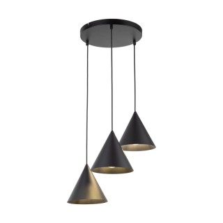 Suspension Cono 3 lumières – noir – en métal – style moderne et loft