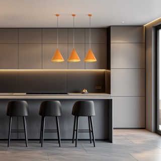 Suspension Cono 1 lumière – orange – en métal – style moderne