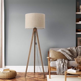 Lampadaire Grand – noix – en métal et bois – style moderne