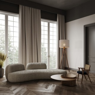 Lampadaire Grand – noix – en métal et bois – style moderne