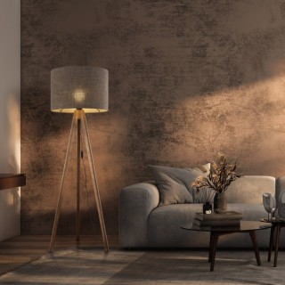 Lampadaire Grand – noix – en métal et bois – style moderne