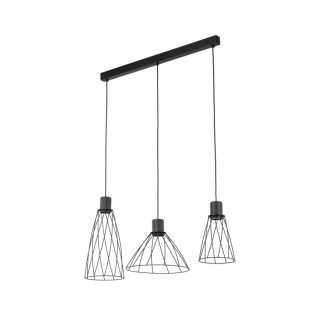Suspension Modesto 3 lumières – noir – en métal – style moderne