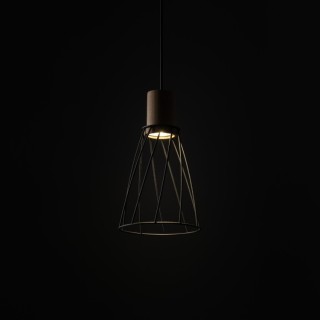 Suspension Modesto 1 lumière – pin & noir – en métal et bois – style moderne et loft