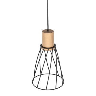 Suspension Modesto 1 lumière – pin & noir – en métal et bois – style moderne et loft