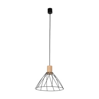 Suspension Modesto 1 lumière – pin & noir – en métal et bois – style moderne et loft