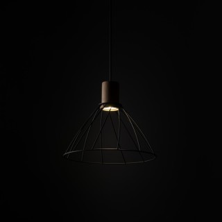 Suspension Modesto 1 lumière – pin & noir – en métal et bois – style moderne et loft