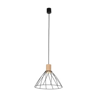 Suspension Modesto 1 lumière – pin & noir – en métal et bois – style moderne et loft