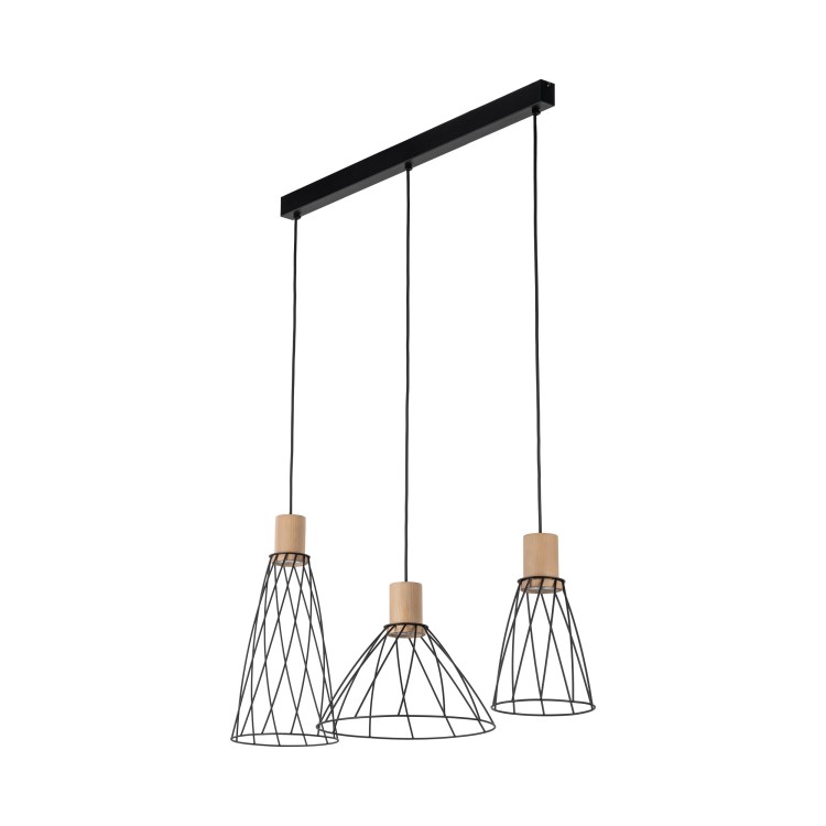 Suspension Modesto 3 lumières – noir – en métal – style loft