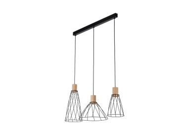 Suspension Modesto 3 lumières – noir – en métal – style loft