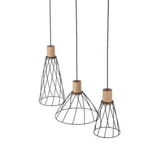 Suspension Modesto 3 lumières – noir – en métal – style loft