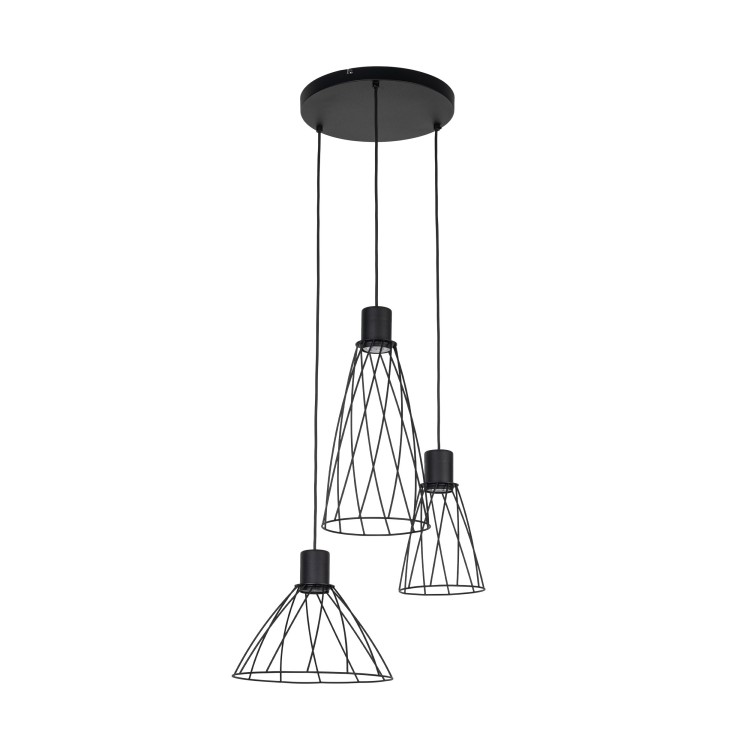 Suspension Modesto 3 lumières – noir – en métal – style loft