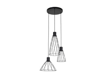Suspension Modesto 3 lumières – noir – en métal – style loft