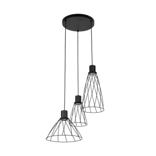Suspension Modesto 3 lumières – noir – en métal – style loft